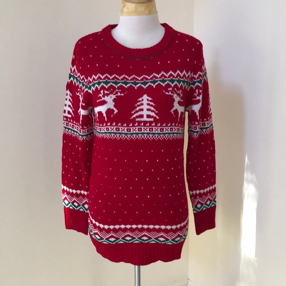 New! Meaneor medium red holiday sweater.